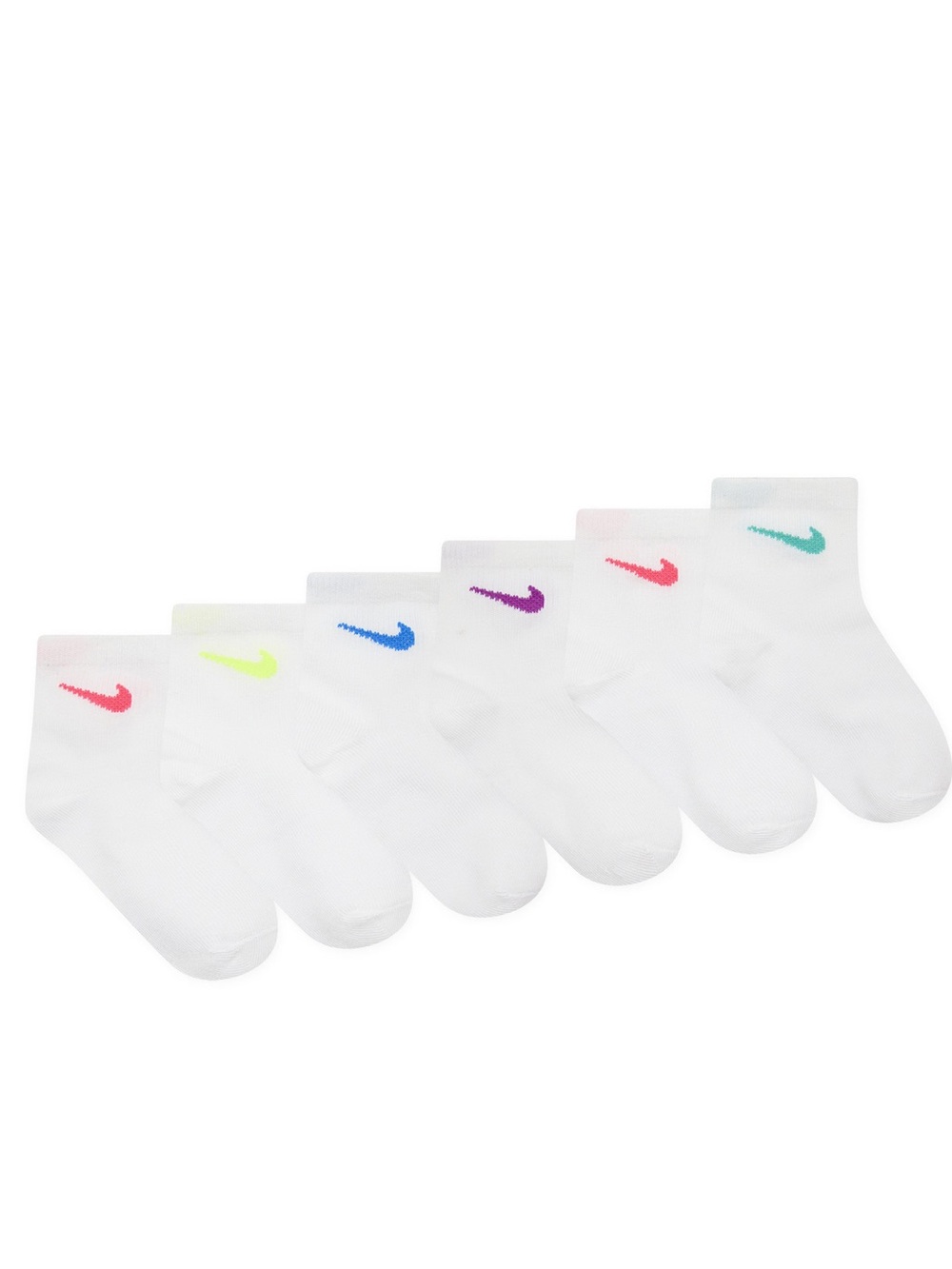 Nike  Kids 6-Pack  Socks Multicolor Swoosh SZ-5-7 Sock or SZ-YTH 7C - 10C shoe - Picture 5 of 6